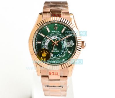 N9 Factory Rolex Sky Dweller Watch Rose Gold Green Dial 42MM Watch